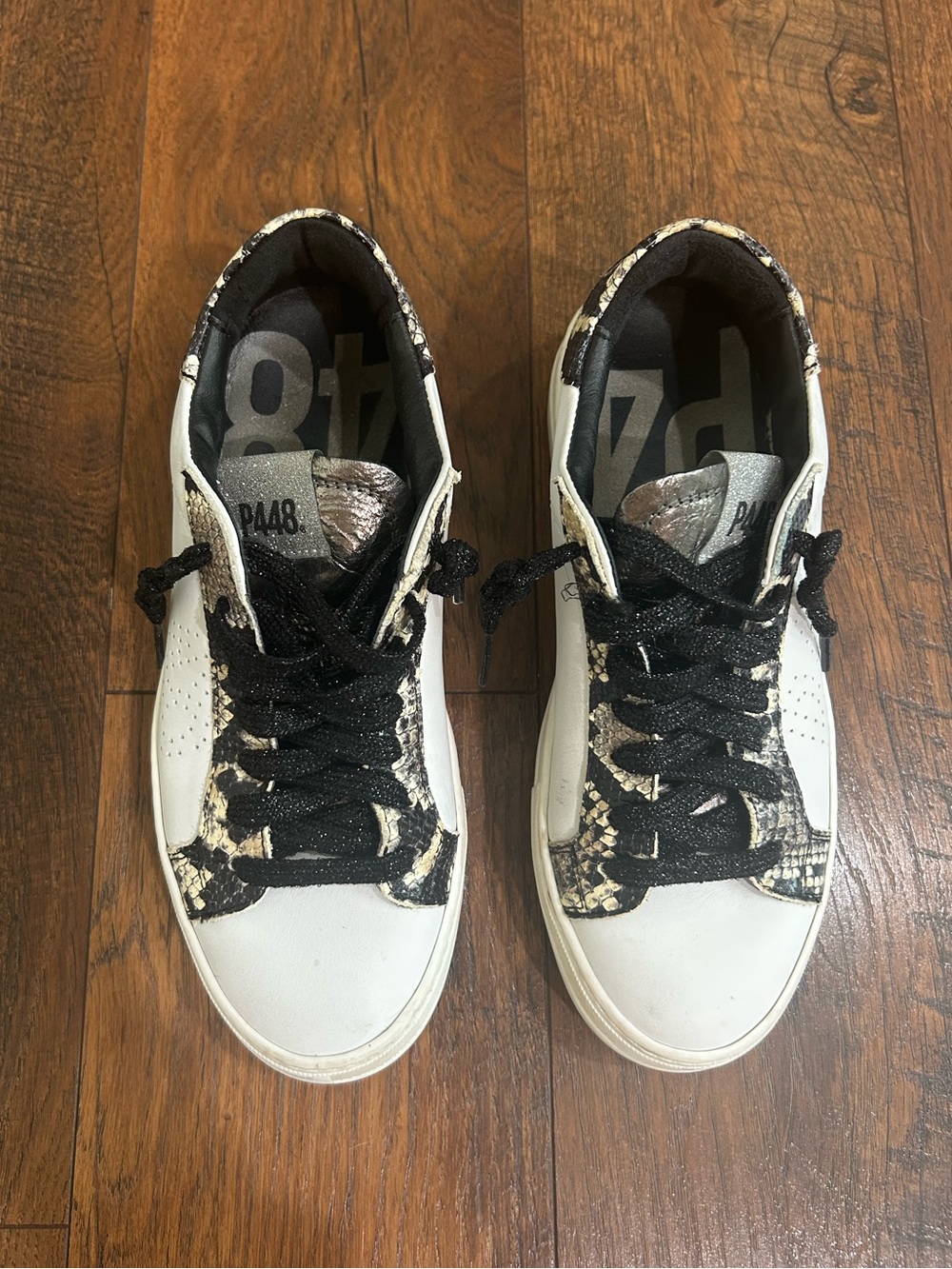 P448 Thea Snake Print glitter platform sneakers - Picture 2 of 5